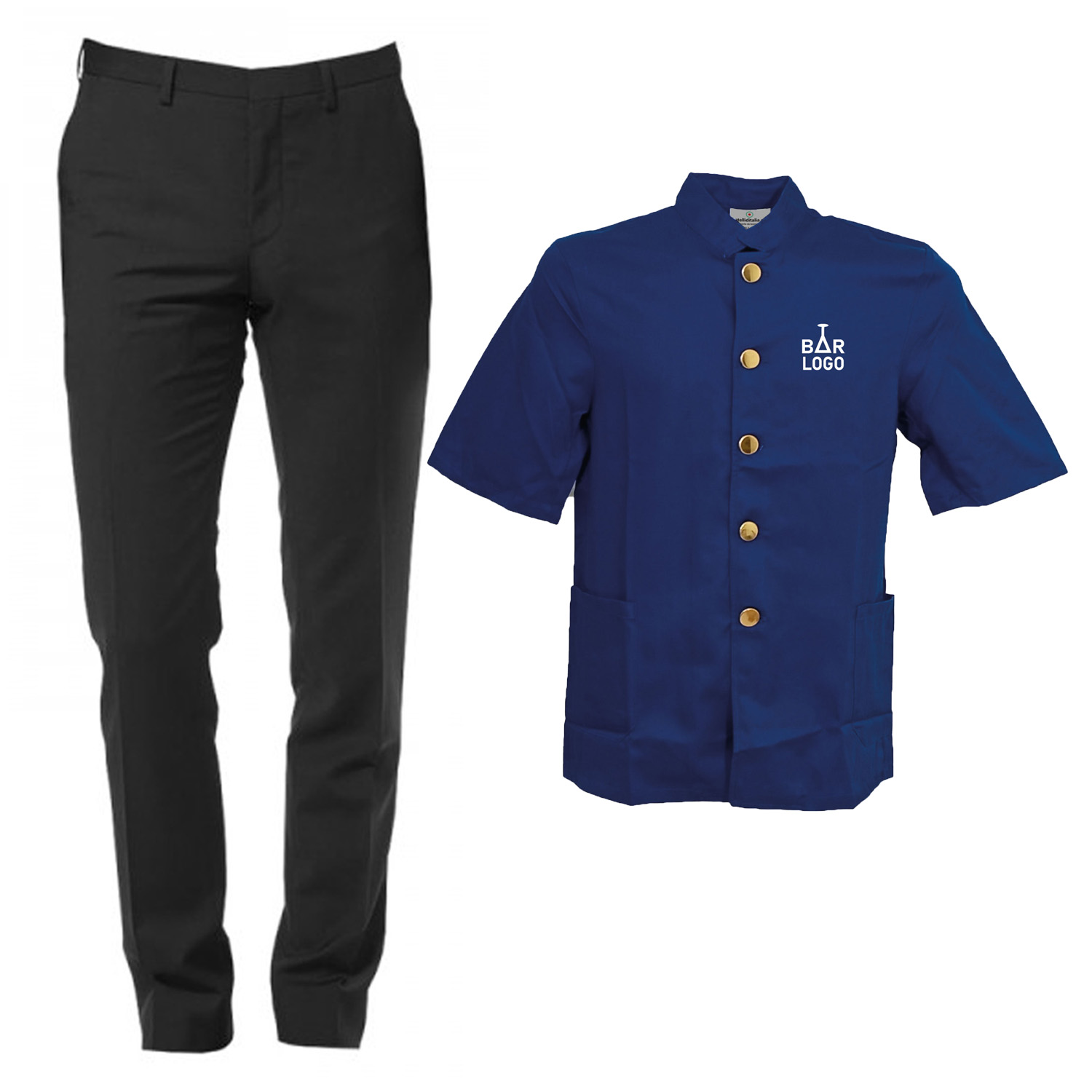 Divisa completo barista giacca e pantalone abbigliamento bar caffetteria elegante
